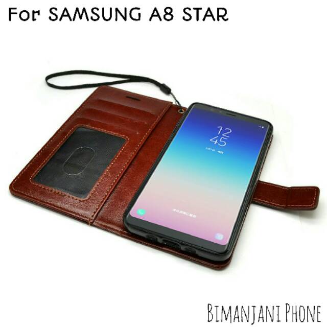 SAMSUNG A8 STAR  Flip Cover Case Leather Wallet - Casing Dompet Kulit