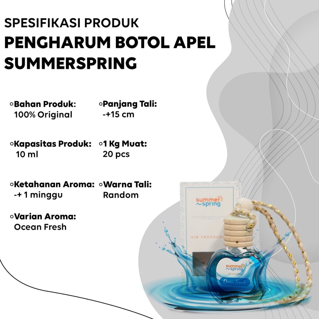 Pengharum Ruangan | Mobil | Toilet | Lemari Summer Spring Botol Apel Wangi Tahan Lama 10ml