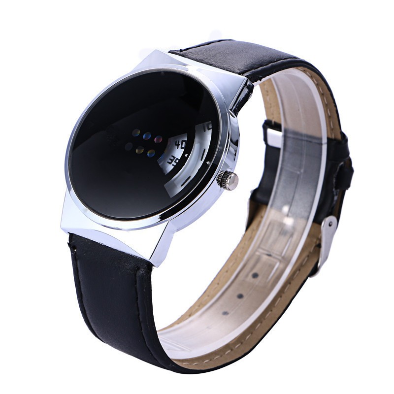 Jam Tangan Wanita Pria Mcy Kcy Moyibaby - Jam Tangan Quartz Bulat Hitam & Putih Untuk Pasangan-7