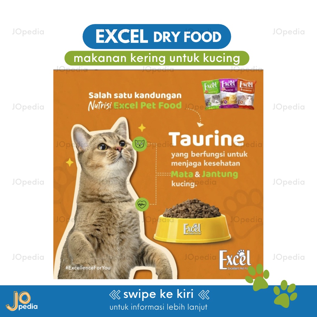 EXCEL Makanan Kucing Kering Dry Cat Food Kibble Adult Kitten 500gr