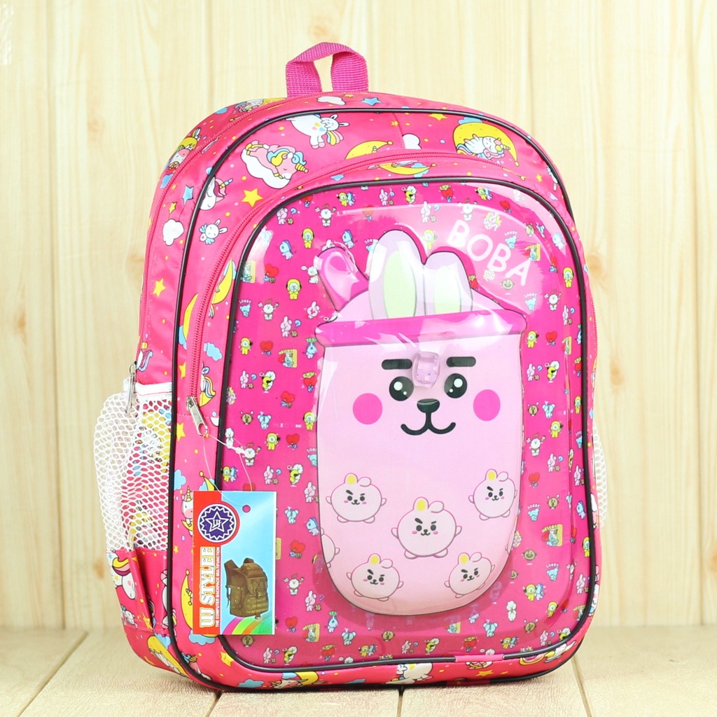 Tas Ransel Anak TK Perempuan Lampu Laki Laki Karakter Cewek Boba Pink Cowok Kelas Sekolah PAUD TK Lucu Murah Terbaru Stylish Fashionable Premium