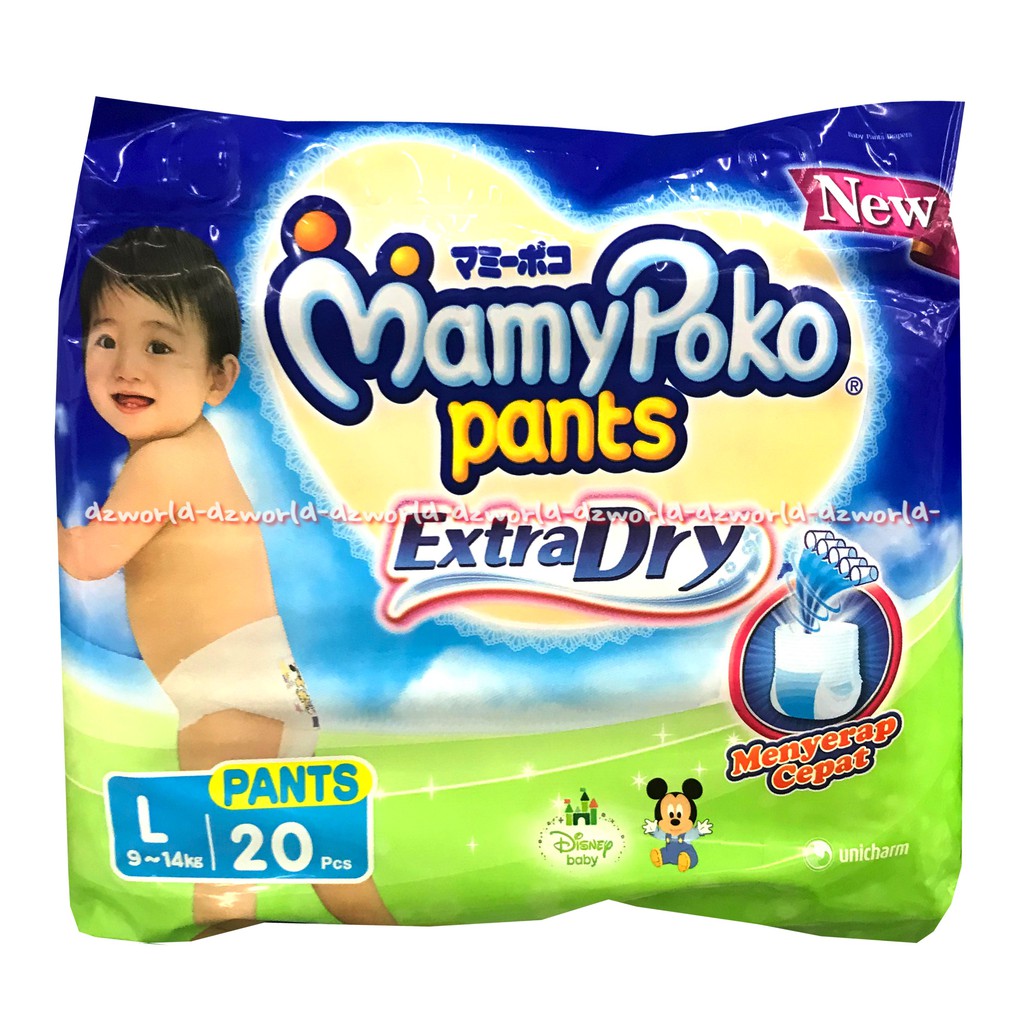 Mamy Poko Pants Extra Dry L 20 diapers celana dengan gel daya serap tinggi