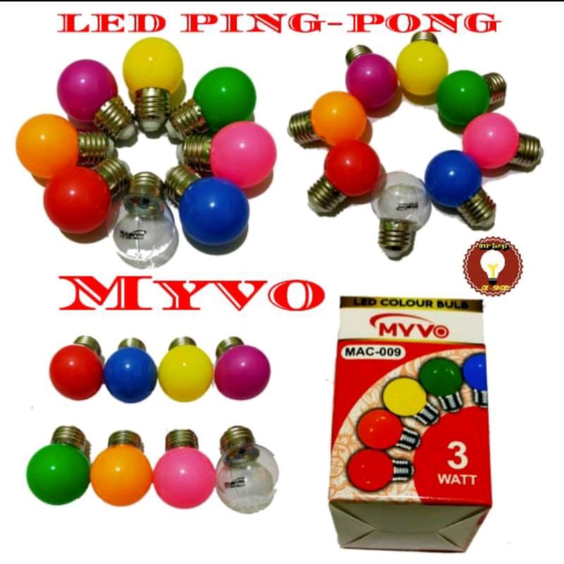 Lampu / Bolam Led Warna 3w MYVO / SUNFREE / Lampu Bolam Tidur Biru / Hijau / Kuning