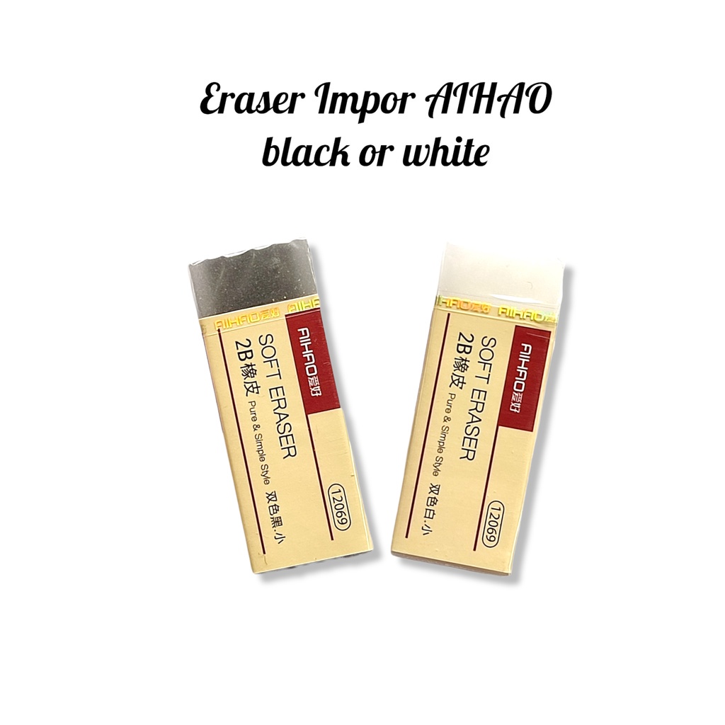 

Eraser / Penghapus Exam Impor AIHAO SOFT ERASER Warna Hitam & Putih untuk Pensil 2B Ujian #12069 – Jual Satuan SHAGB