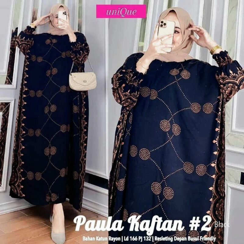 Paula Kaftan/One Set/Baju Tidur/Setelan murah/Piyama/Homedress/Pakaian Wanita/Daster Jumbo/Daster Bu