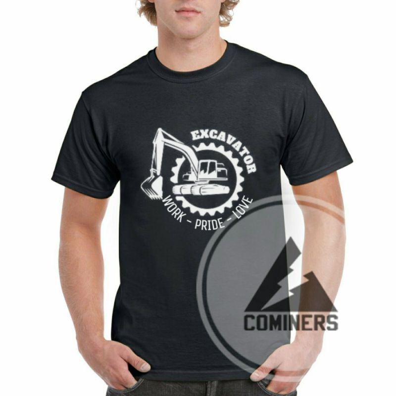 Kaos Excavator Alat Berat Tambang Batubara Konstruksi - Kaos Katun Combed 24s