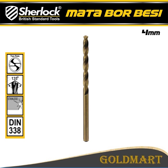 Mata Bor Besi HSSCO 4 mm Original Sherlock (Bisa Untuk Stainless Steel)