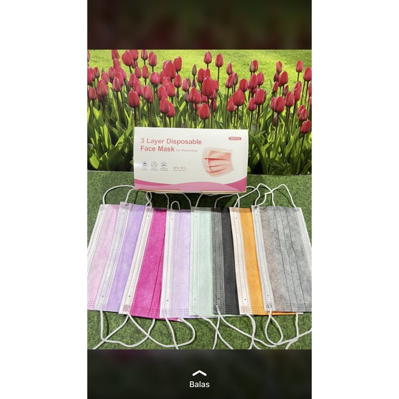 MASKER WARNA 1BOX ISI 50 MIX WARNA PERBOX