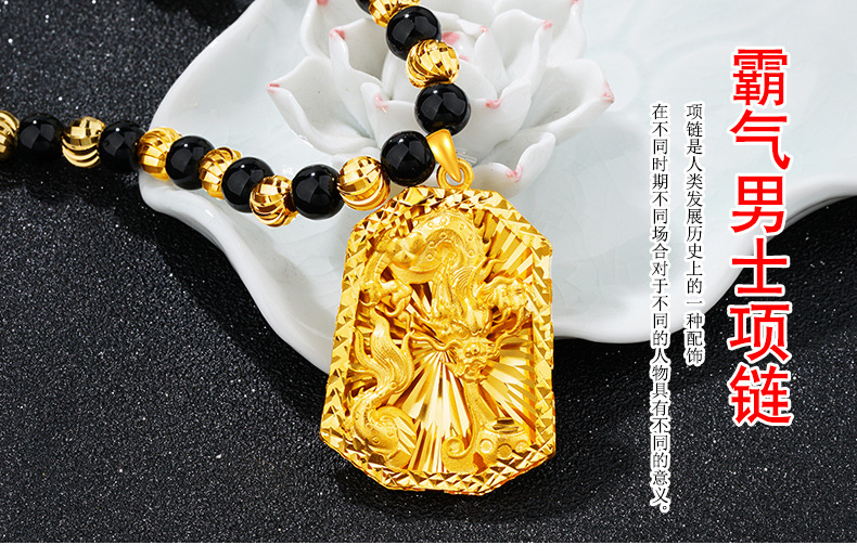 Kalung Rantai Emas Asli Kadar 375 Dengan Liontin Naga Untuk Pria