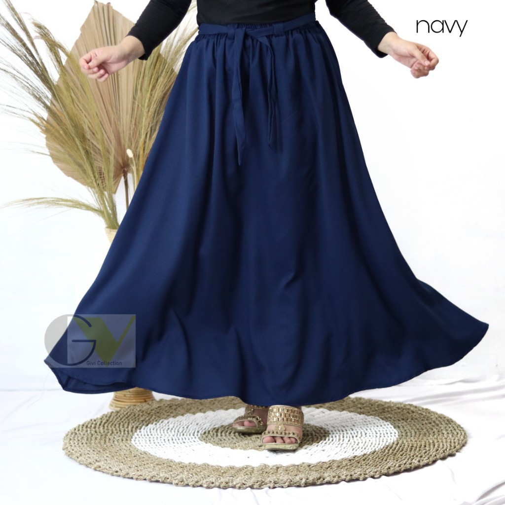 Rok payung panjang mosscrepe premium | rok panjang polos | rok kerja | maxi skirt | rok tali