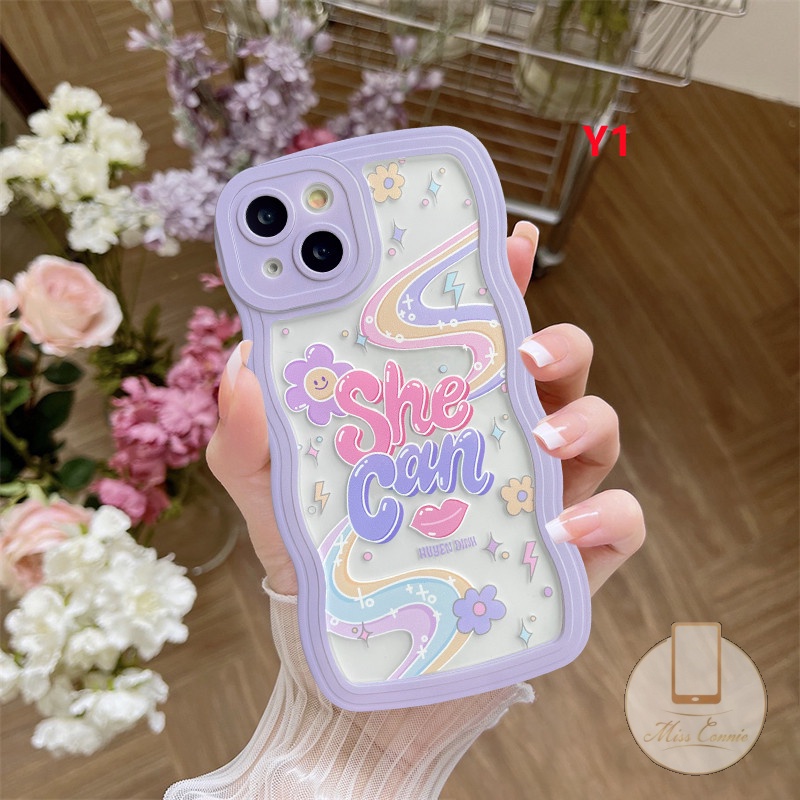 Redmi 9T 12C 10C 10C 9A 9C NFC 10A A1 A1+Mi 11T Redmi Note10 Note 11 Pro+Note 10s Note9 Pro Note8 11s Note 10 Pro Max Plus Rainbow Warna Warni Kata Inggris Tepi Bergelombang Soft Case