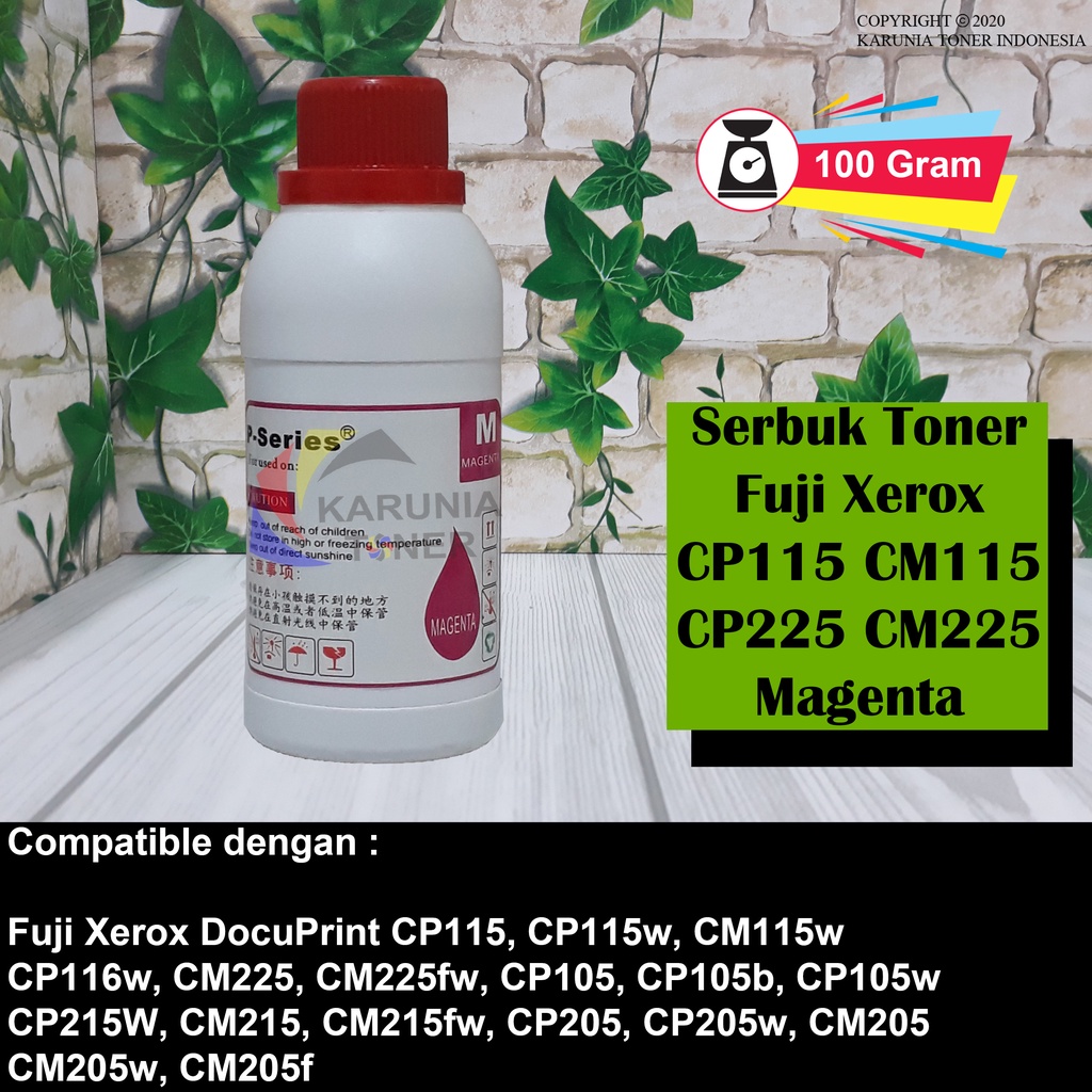 Serbuk Toner For Fuji Xerox CP115 CM115 CP225 CM225 Cyan Magenta Yellow Black 100 Gram