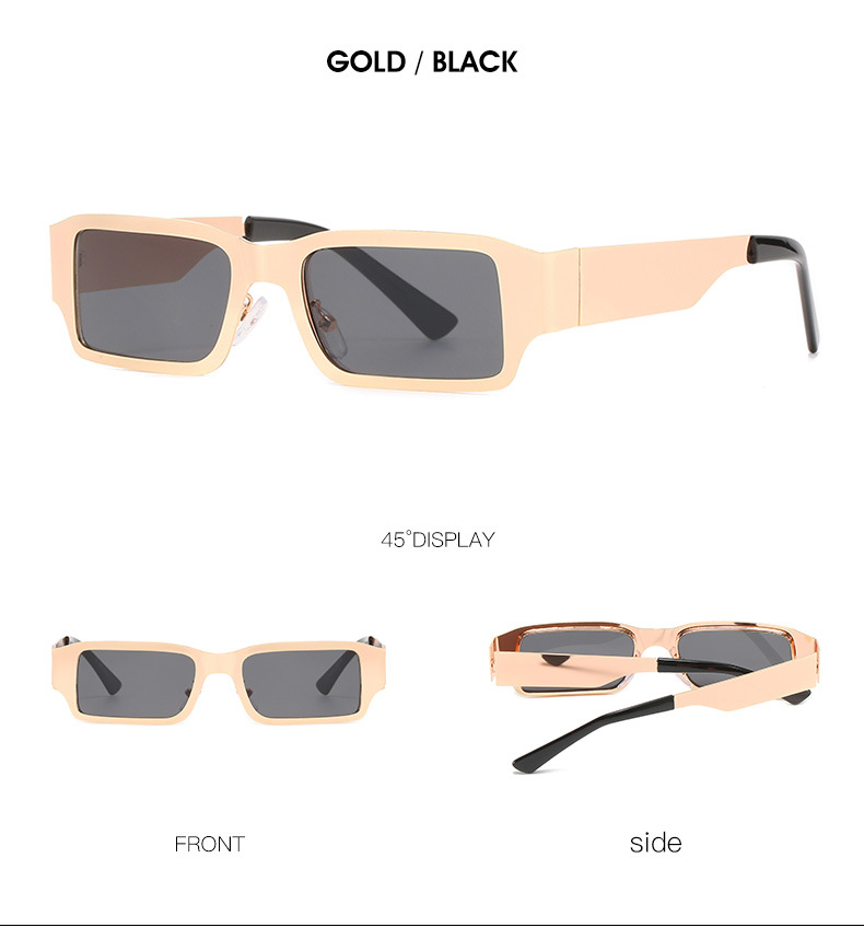 Fashion European and American ins trend metal retro street photography rectangular men and women sunglasses