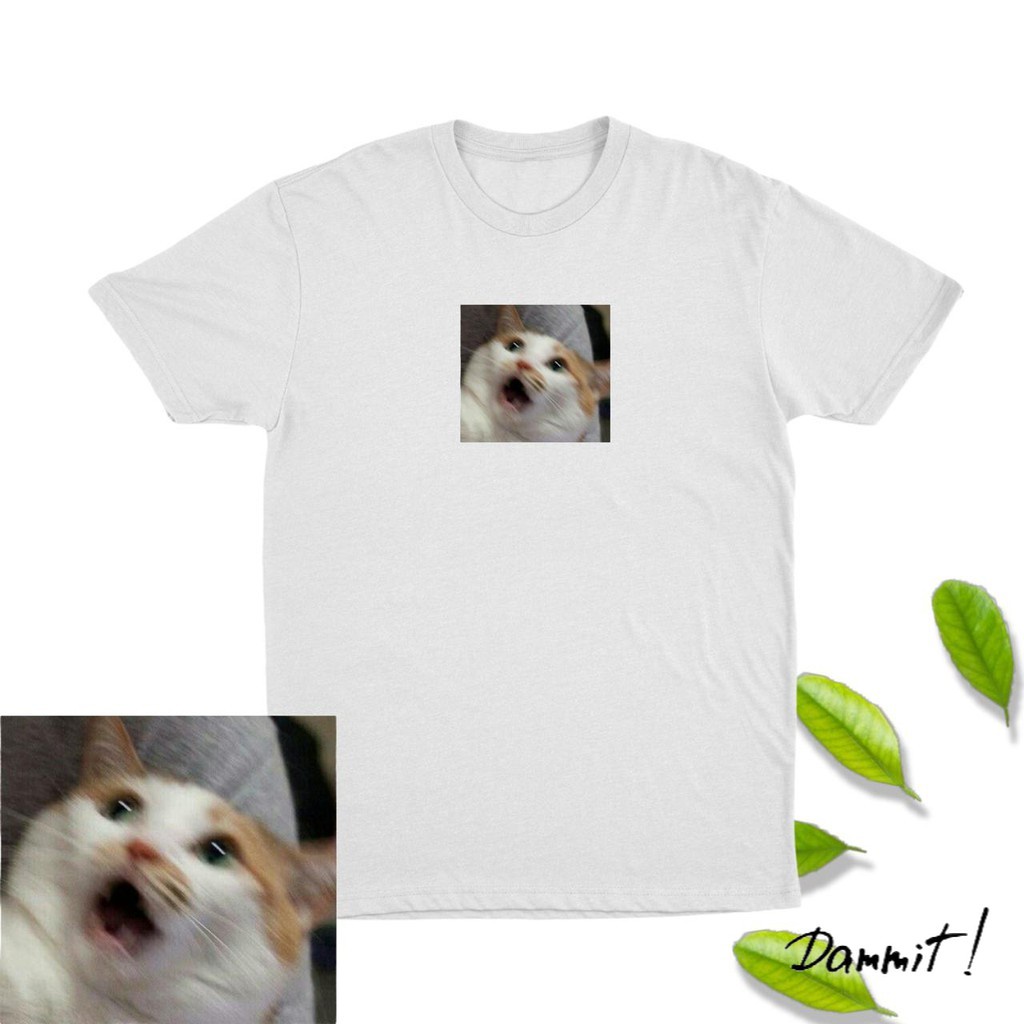 Kaos Baju Kucing Kekinian Kucing Meme Kaos Baju Kucing Kaget - Dammit90s