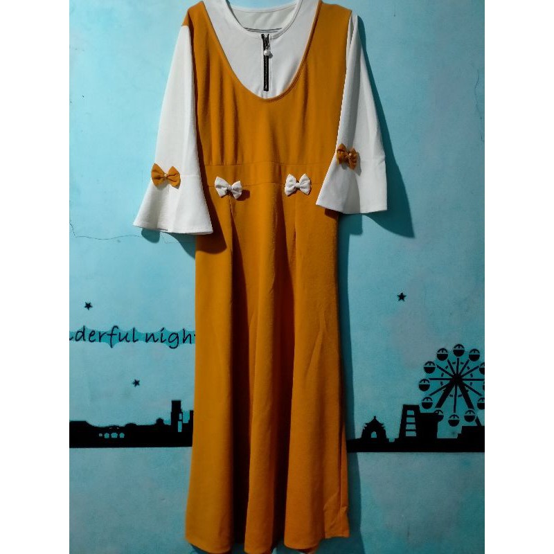 Preloved gamis long dres stripe katun motif bunga, garis-garis dan polos daily gamis