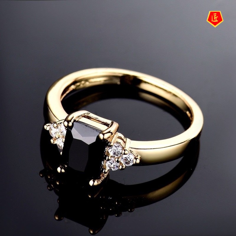 [Ready Stock]Women's Square Diamond Ring Simple All-Match