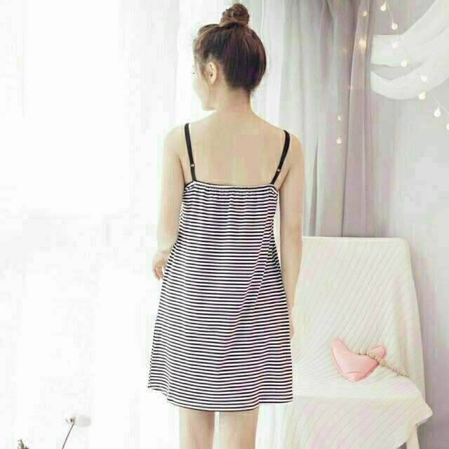 Zebra Stripe Sleeveless Sleepwear Dress