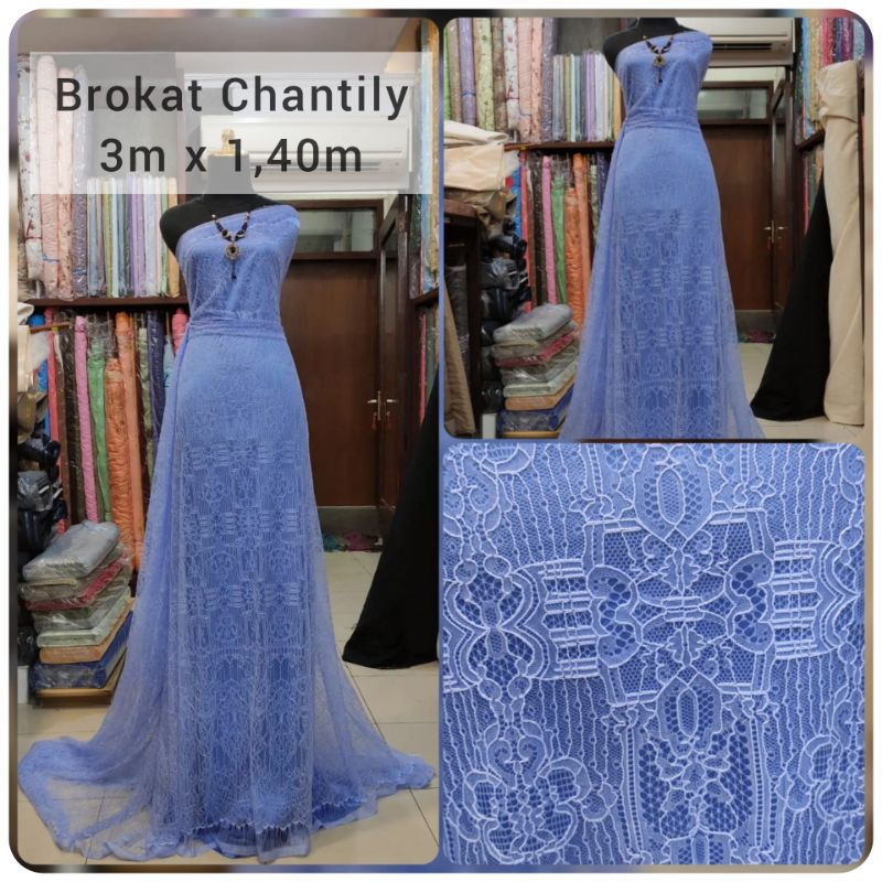 Kain Tile Chantily Brokat Sapto Dress Promo (3m x 1.40) Sky Blue