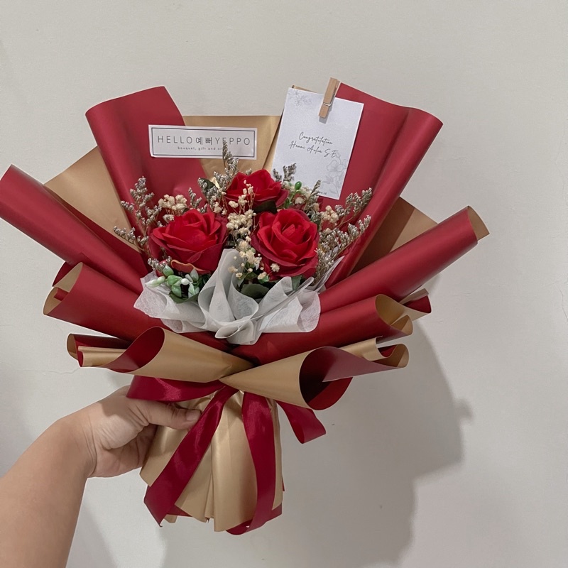 Jual Buket Bunga Mawar Imitasi Bunga Kering Buket Bunga Mawar Buatan Artificial Rose Bouquet 