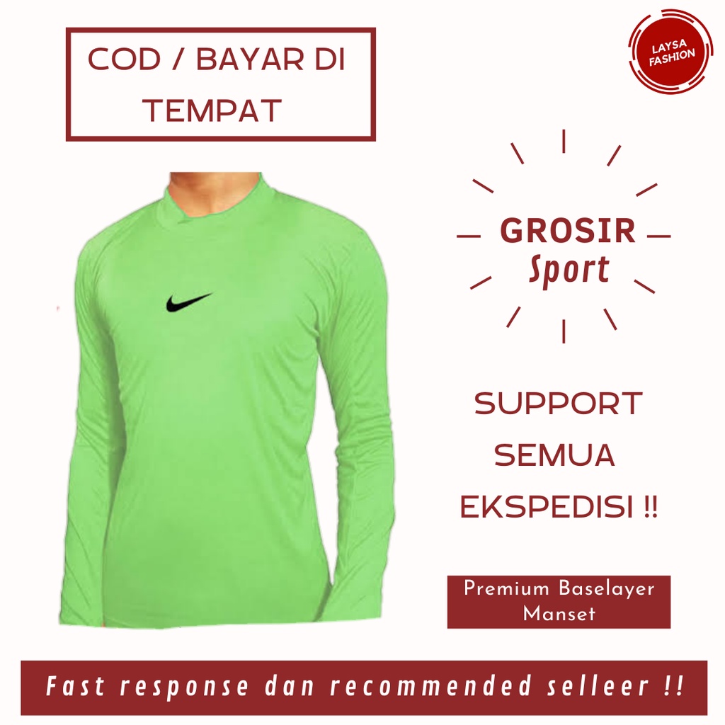 COD SATUAN DAN GROSIR PROMO TERMURAH MANSET BASELAYER LENGAN PANJANG PRIA WANITA BASELAYER MANSET ANAK DEWASA TANGAN PANJANG LOGO NIKE MANSET BASELAYER  HIJAU STABILO LOGO NIKE BAJU KAOS OLAHRAGA MANSET BASELAYER OLAHRAGA TERMURAH BANDUNG