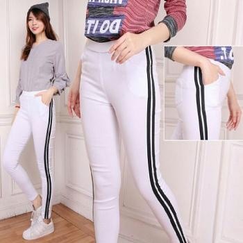 Cynthiadys Elysia Celana Panjang Wanita Motif Stripe Trendi Korean Style Fashion Terbari Terkini