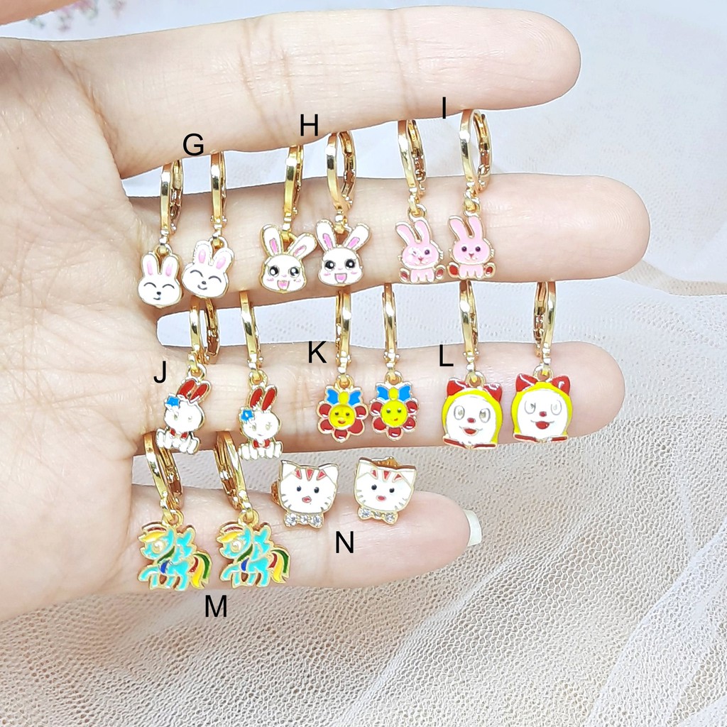 Anting Anak Kecil Tanggung ABG Xuping Karakter Lucu Love Daun Imut Lapis Emas - BE272