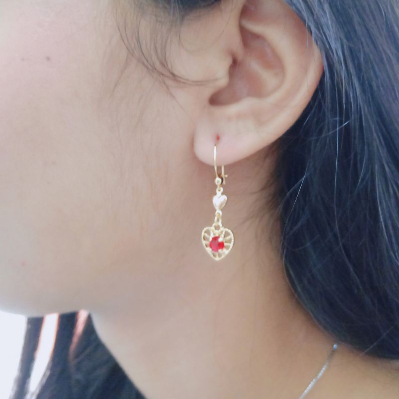 anting gantung anting desi permata merah anting premium anting titanium
