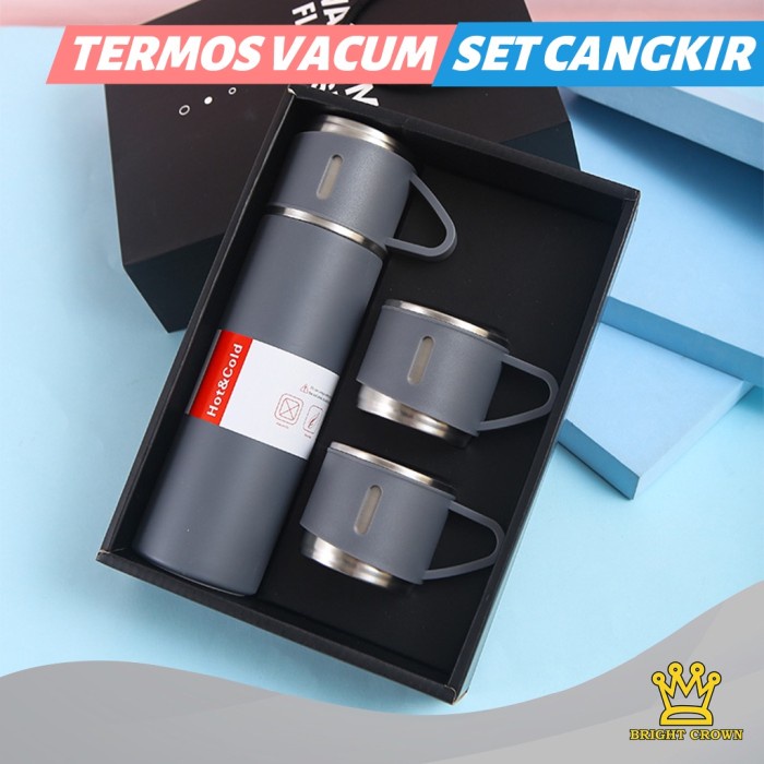 tumbler starbucks Bright Crown Botol Minum 500ml Vaccum Cup Panas Dingin t - abu-abu W8P5 termos es 