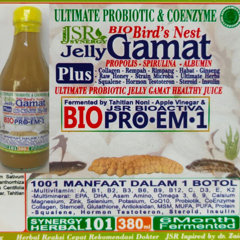 BIO PROBIOTIK JELLY GAMAT SARANG WALET ALBUMIN PROPOLIS SPIRULINA PLUS REMPAH RIMPANG SYNERGI 101 HE