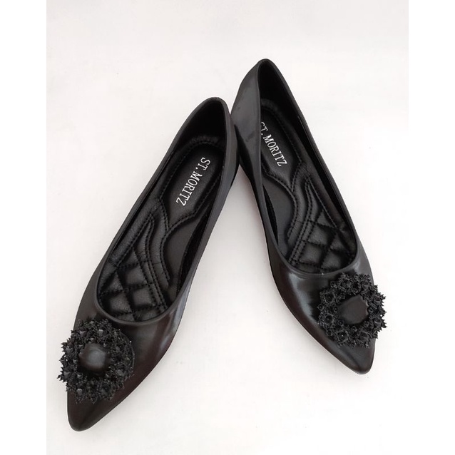 ST. MORITZ 999-239 BLACK & KHAKI SEPATI FLAT/FLAT SHOES