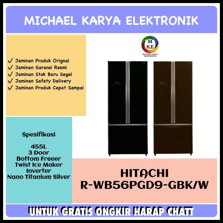 Hitachi R-Wb56Pgd9-Gbk Hitachi Kulkas Multi Door Rwb56Pgd9 Glass Door