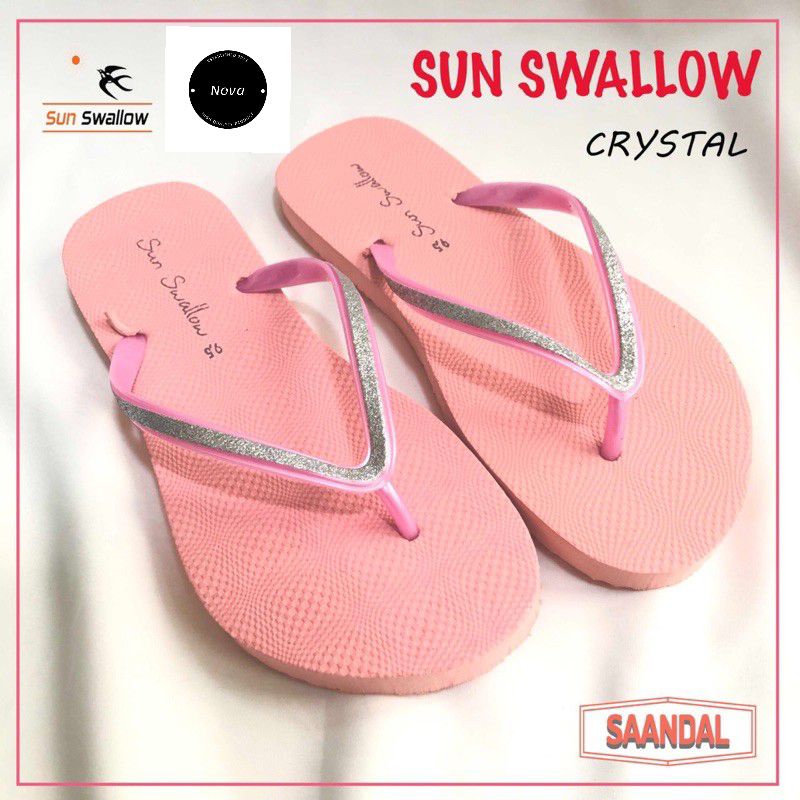 Sandal Jepit Wanita Sun Swallow Crystal Original