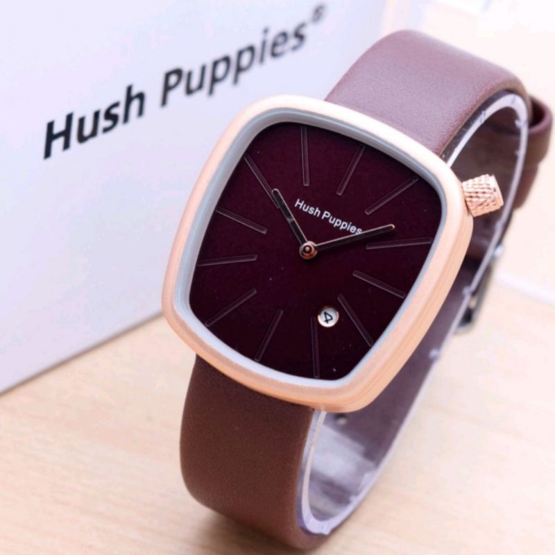 JAM TANGAN WANITA KASUAL HUSH PUPPIES KOTAK TANGGAL AKTIF HP-025 TNR