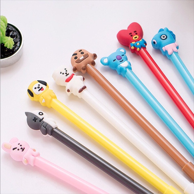 [kstuffind] BTS BT 21 Pulpen Karakter Lucu Black Ink Gel Pen