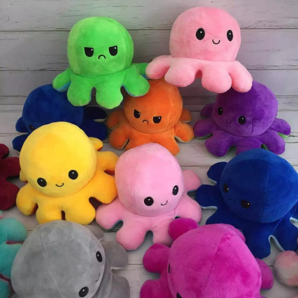 Boneka Gurita Octopus Halus Bolak Balik Dua Sisi Reversible Boneka Lucu Terbaru Kekinian Modern Doll