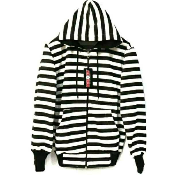 JAKET SALUR HOODIE  STRIP ZHIPER  GARIS BELANG jaket salur pria wanita L-XL