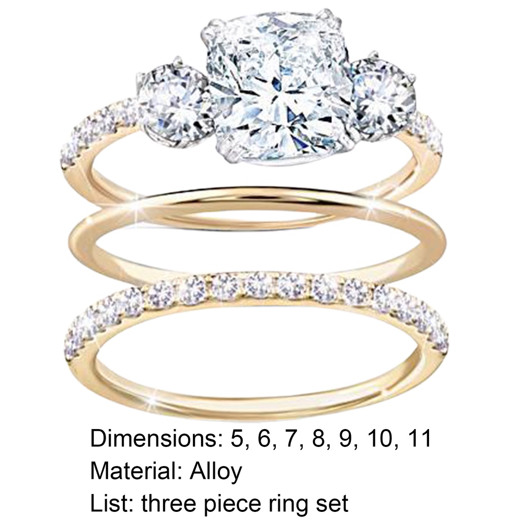 Hu Hu Hu Hu Hu Alat Bantu Pasang Kacamata♡ 3pcs / Set Cincin Berlian Imitasi Bahan Alloy Untuk Wanita