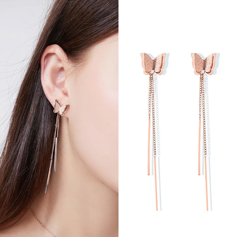 COD1 anting titanium stud kupu kupu bulat panjang / bisa pendek anti karat import