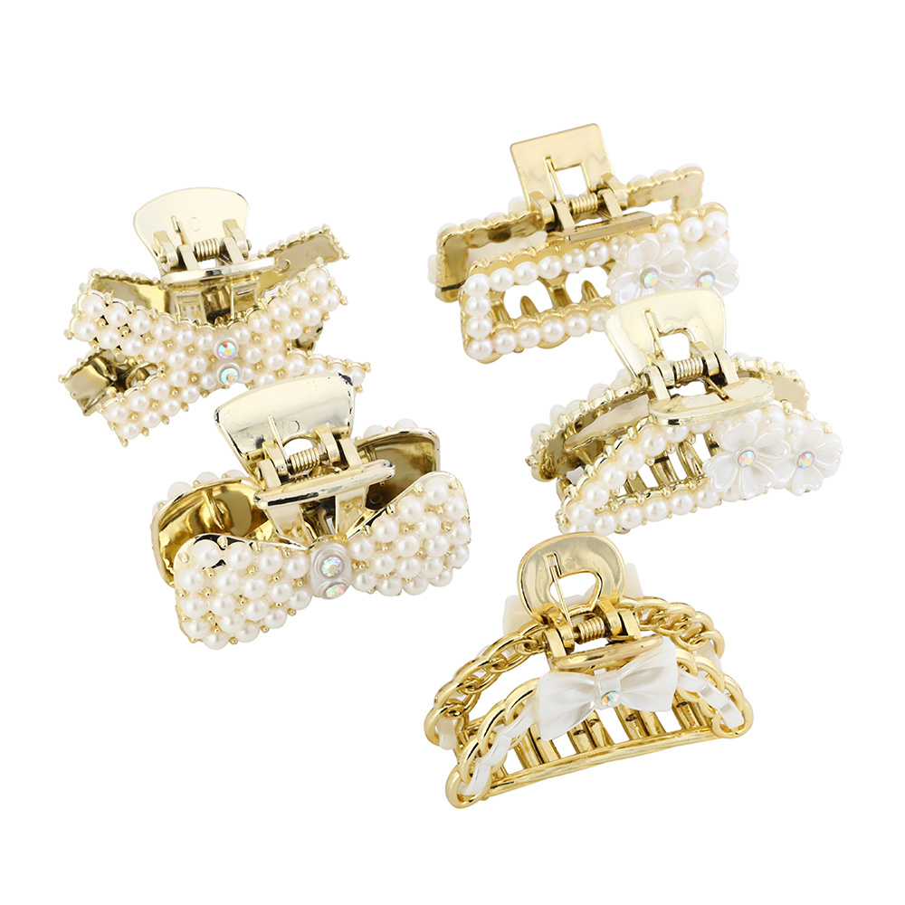Korean Gold Pearl Flower Hair Clip Fashion Hair Claw Clips Wild Women Hair Accessories