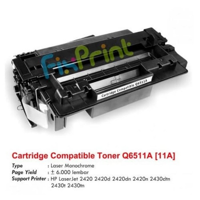 Cartridge Toner Remanufactured Q6511A 11A, HP LaserJet 2420 2430