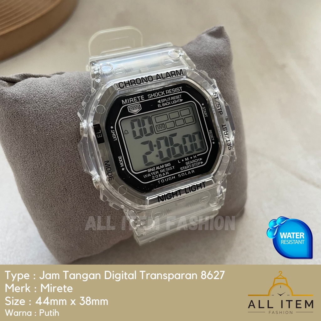 COD✅ Jam Tangan Digital Transparan Square Mirete 8627 / Sport Watch / Jam Fashion / Jam Persegi Model Korea