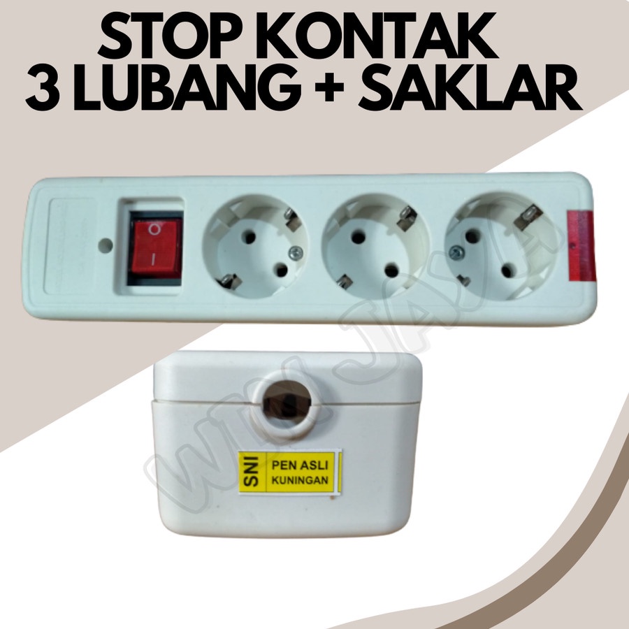 STOP KONTAK SAKLAR NON CP 3 LUBANG COLOKAN LISTRIK 3 LUBANG ON OFF