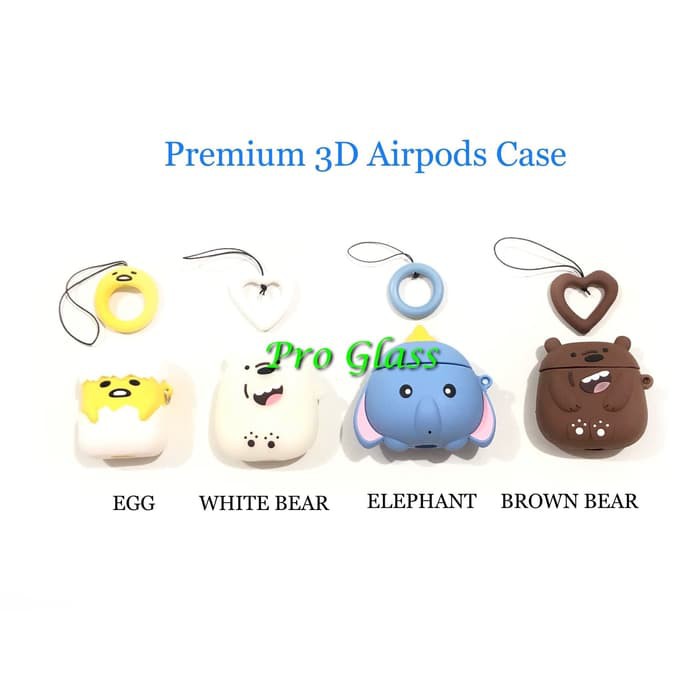 Apple Airpods Airpod Premium 3D Cute Karakter Case Silicone + Strap