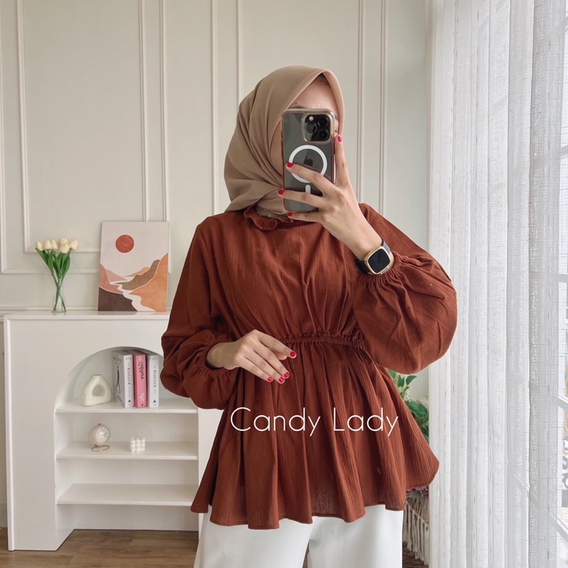 MYRA TOP BLOUSE CRINCLE PINGGANG KERUT