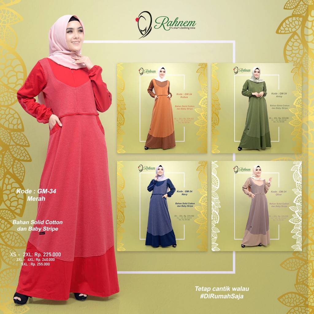 gamis rahnem gm 34 / dress muslim / gamis dewasa / gamis rahnem