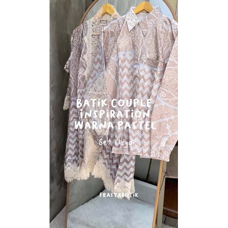 FRASYA BUTIK | Set Kebaya Batik Viscose Pastel Outer Lace Renda ELSYA