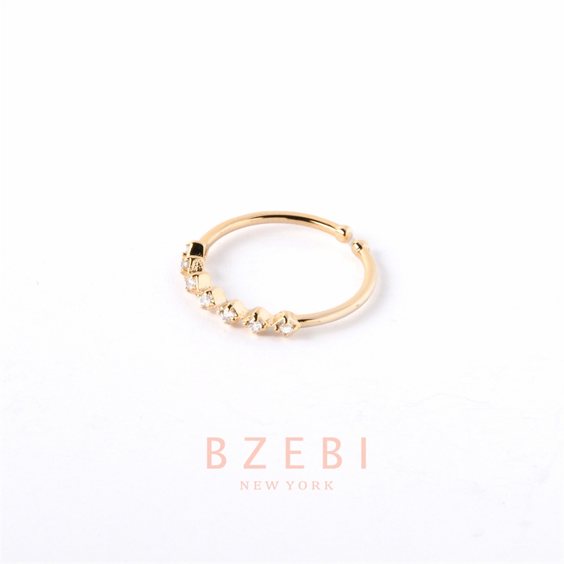 Bzebi Cincin Emas 27r Desain Minimalis Hiasan Berlian Imitasi