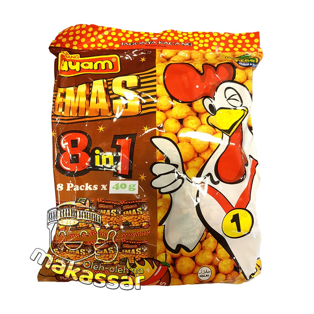 

Kacang Ayam Emas 8 x 40gram (Oleh-Oleh asli khas Makassar)