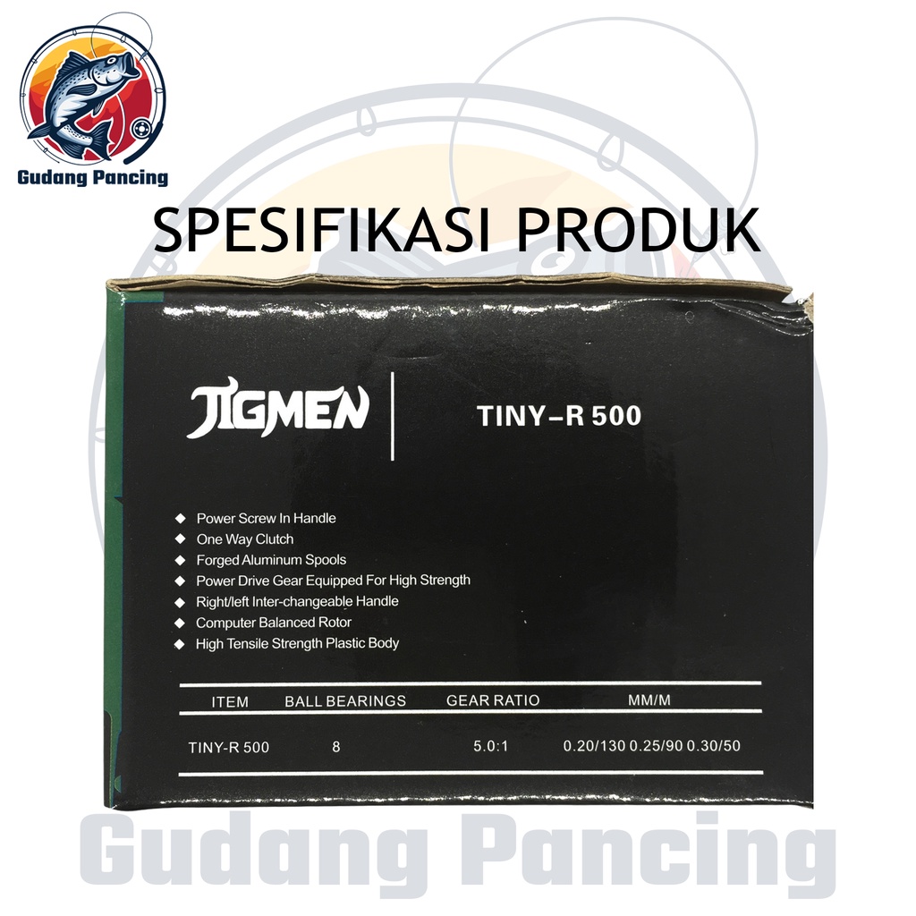 JIGMEN Reel Mini Tiny-R Ukuran 500 Kerekan Atau Gulungan Pancing Ukuran Kecil Ultra Light UL Tersedia Warna Biru Hijau Emas Merah ORIGINAL