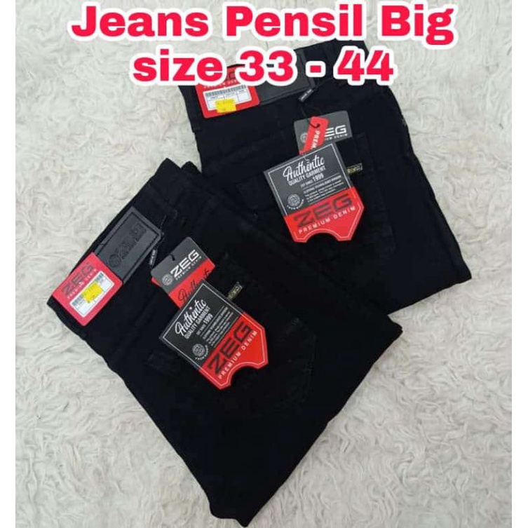 ZEG Premium Jeans/Celana Jeans pensil Hitam pekat Jumbo/Celana Jeans pensil jumbo 33 - 44